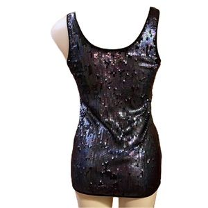 Trina Turk Black & Blue Sequin Sleeveless Tank Top